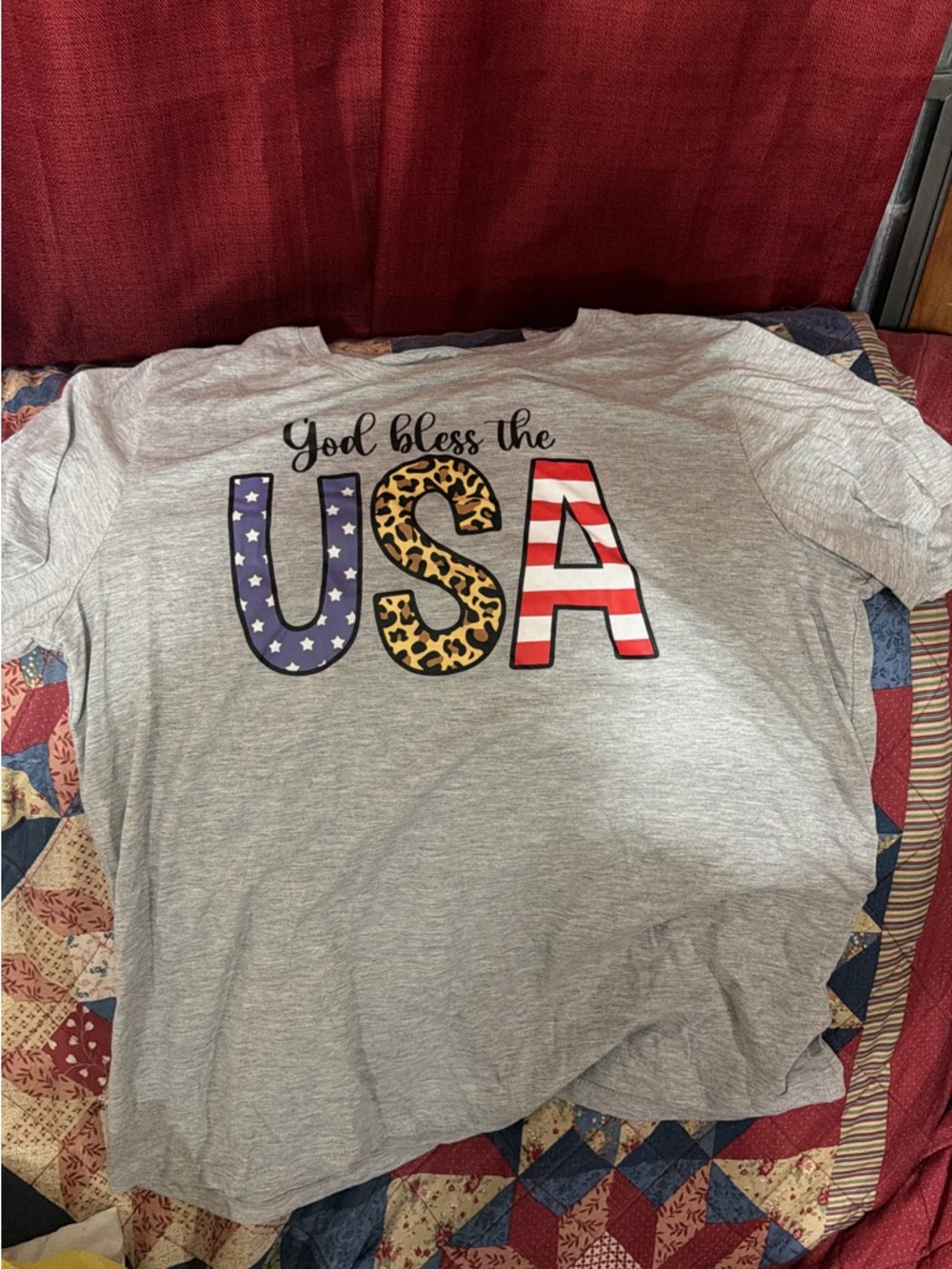God Bless the USA Graphic Short Sleeve Tee - Gray